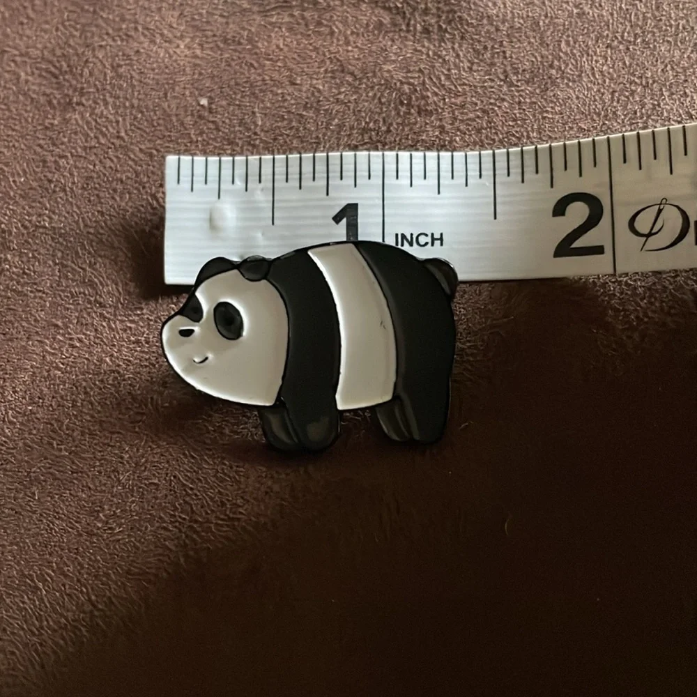 Panda Animal Enamel Metal Pin Black and White